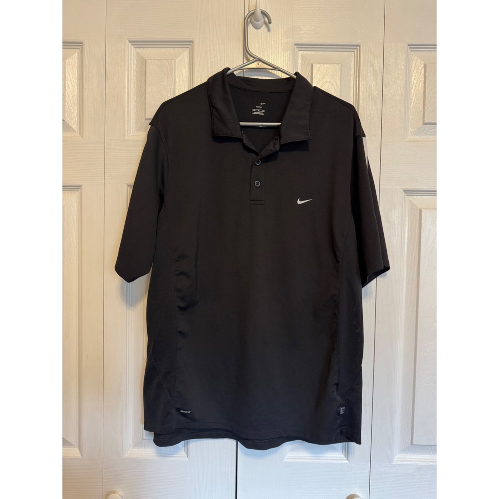 Nike Mens Court Dri-FIT UV Tennis Polo Shirt Black White Stripe XL RN56323